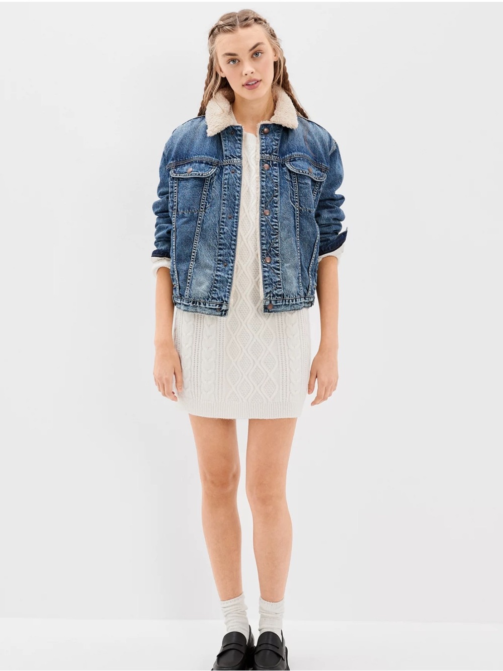 New with Tags American Eagle Denim Sherpa-Lined Jacket Pockets XXL